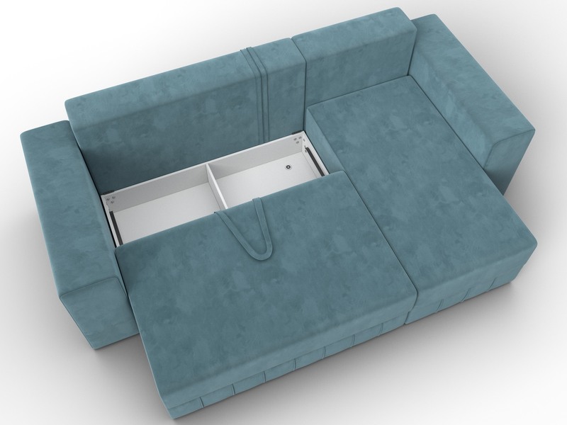 Диван угловой Лига-076 угол универсальный, Велюр, SEVEN 113 бирюзовый