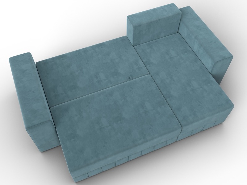 Диван угловой Лига-076 угол универсальный, Велюр, SEVEN 113 бирюзовый