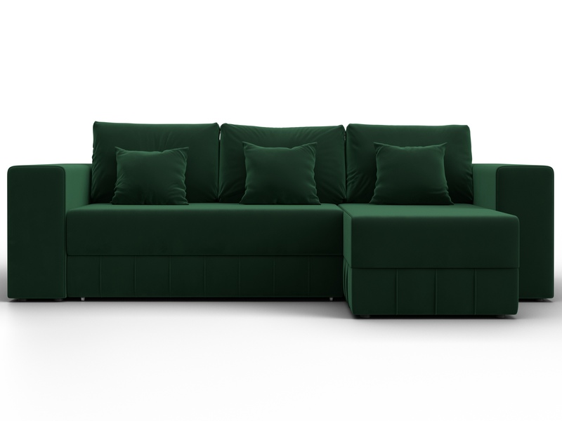 Диван угловой Лига-076 угол универсальный, Велюр, SEVEN 626 зеленый