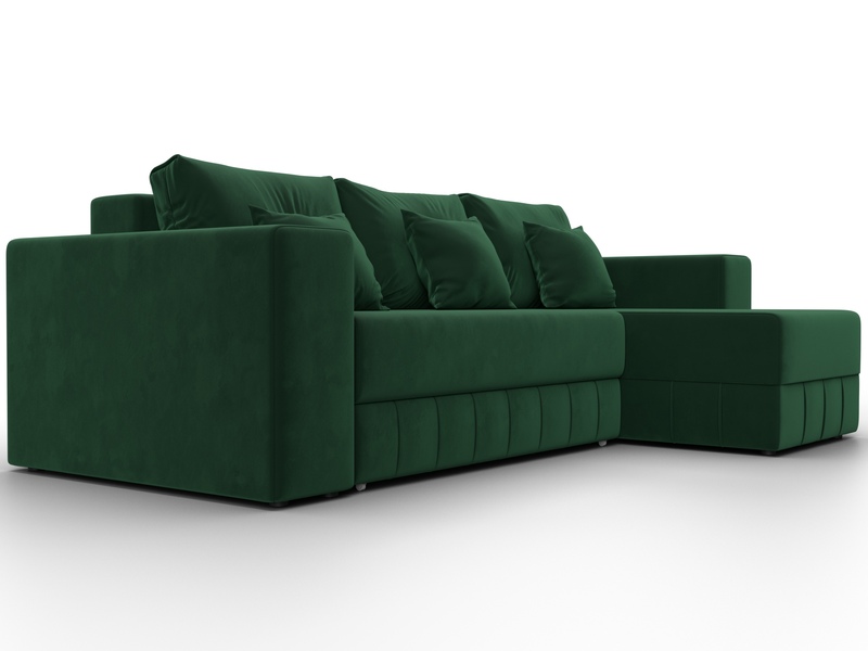 Диван угловой Лига-076 угол универсальный, Велюр, SEVEN 626 зеленый