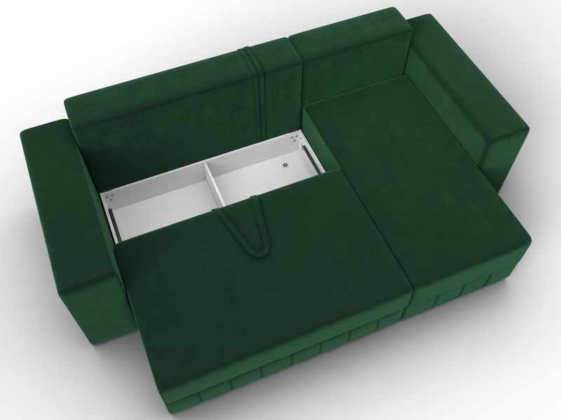 Диван угловой Лига-076 угол универсальный, Велюр, SEVEN 626 зеленый