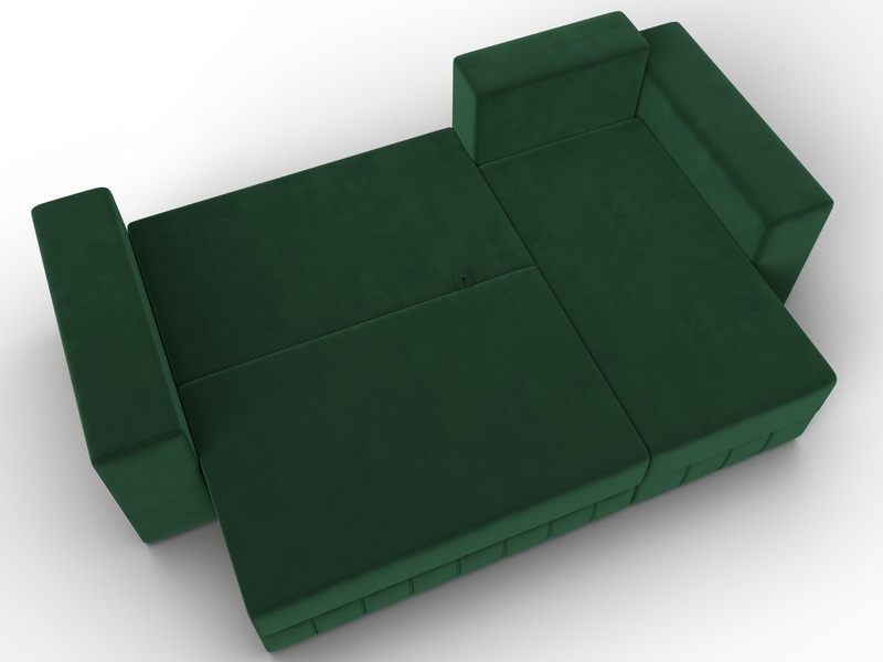 Диван угловой Лига-076 угол универсальный, Велюр, SEVEN 626 зеленый