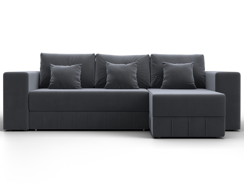 Диван угловой Лига-076 угол универсальный, Велюр, SEVEN 17 серый