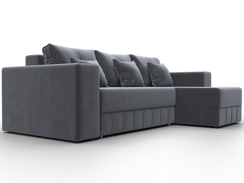 Диван угловой Лига-076 угол универсальный, Велюр, SEVEN 17 серый