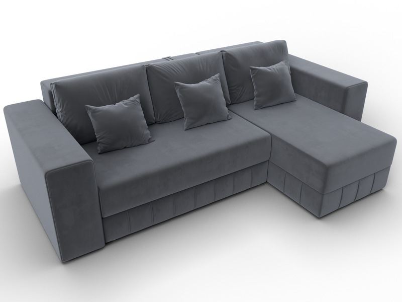 Диван угловой Лига-076 угол универсальный, Велюр, SEVEN 17 серый