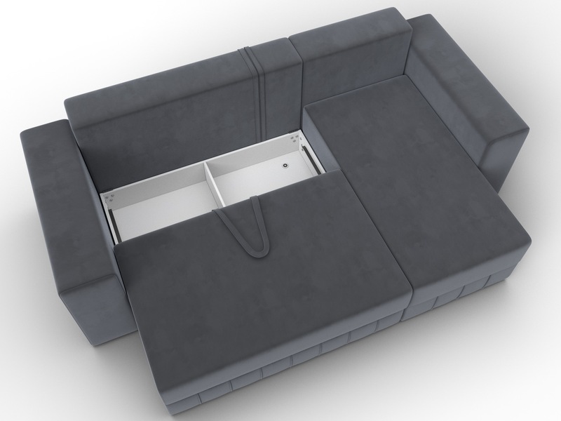 Диван угловой Лига-076 угол универсальный, Велюр, SEVEN 17 серый