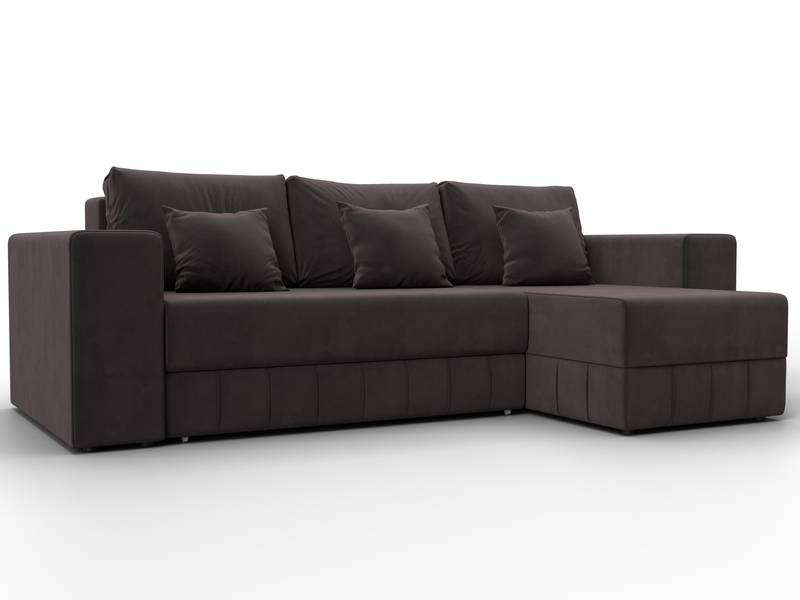 Диван угловой Лига-076 угол универсальный, Велюр, SEVEN 727 коричневый