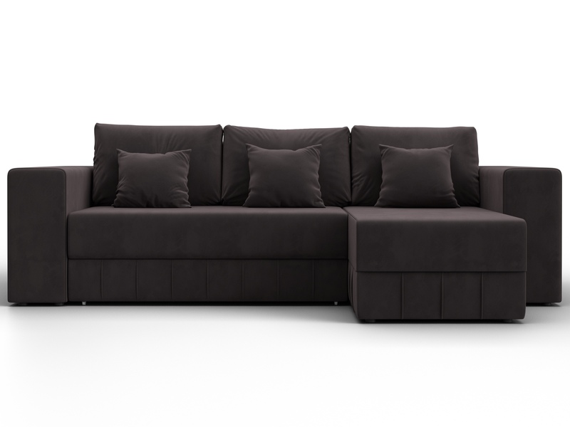 Диван угловой Лига-076 угол универсальный, Велюр, SEVEN 727 коричневый
