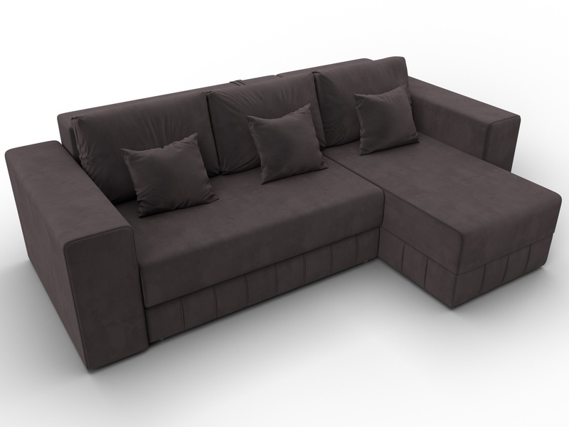 Диван угловой Лига-076 угол универсальный, Велюр, SEVEN 727 коричневый