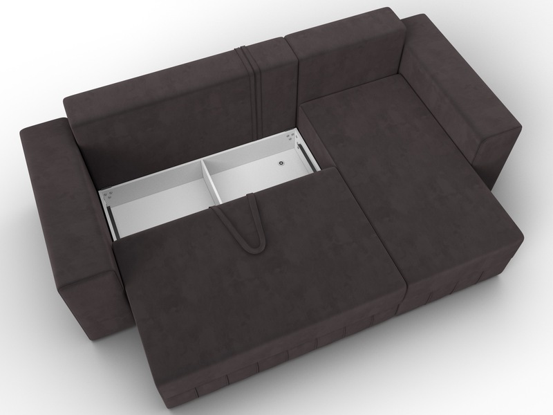 Диван угловой Лига-076 угол универсальный, Велюр, SEVEN 727 коричневый