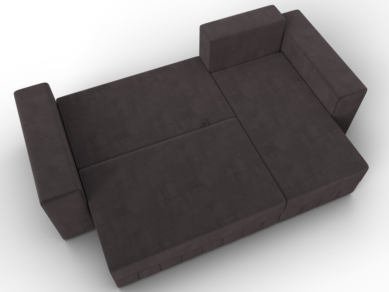 Диван угловой Лига-076 угол универсальный, Велюр, SEVEN 727 коричневый