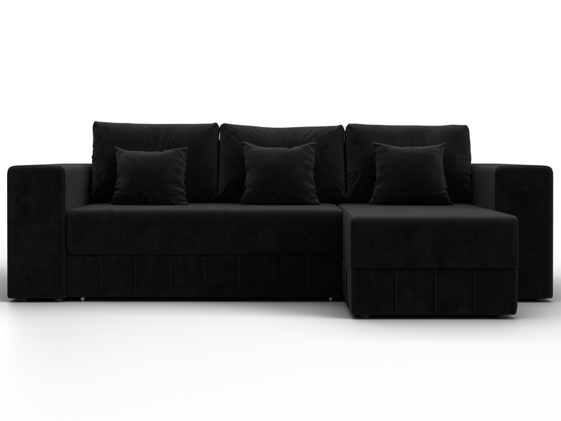 Диван угловой Лига-076 угол универсальный, Велюр, SEVEN 35 черный