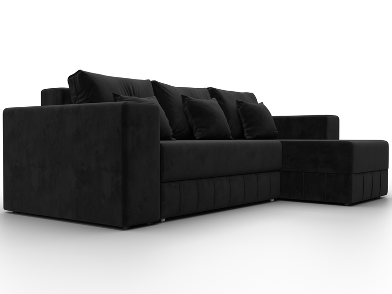 Диван угловой Лига-076 угол универсальный, Велюр, SEVEN 35 черный