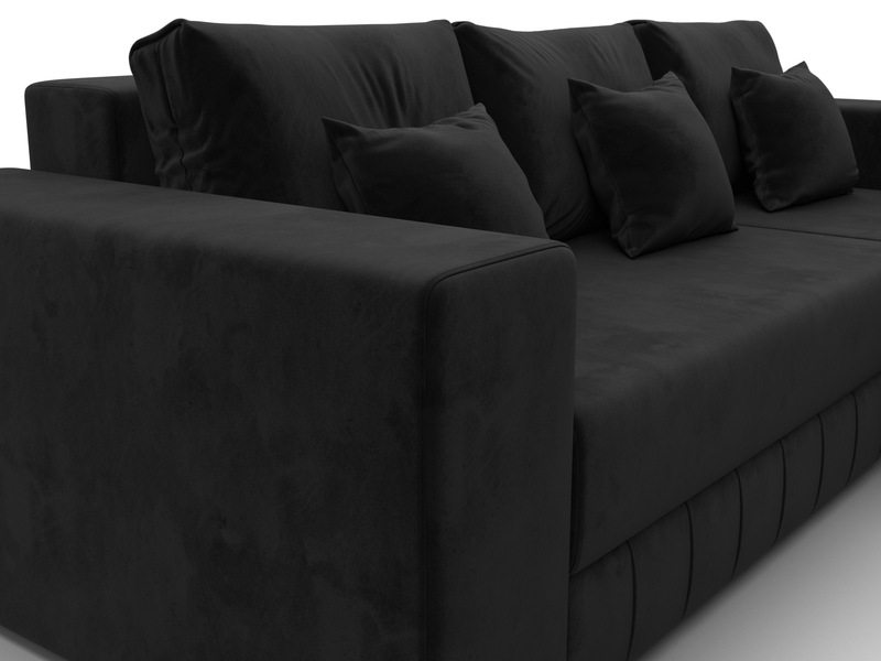 Диван угловой Лига-076 угол универсальный, Велюр, SEVEN 35 черный