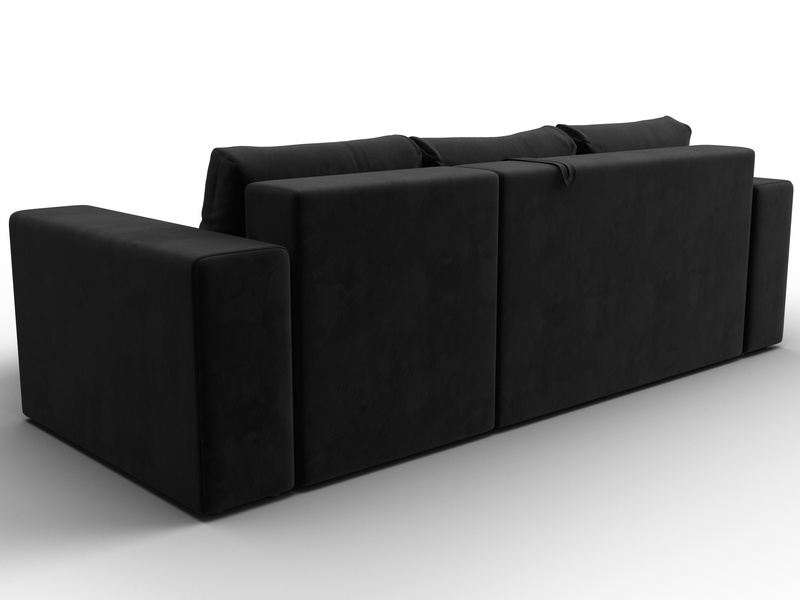 Диван угловой Лига-076 угол универсальный, Велюр, SEVEN 35 черный