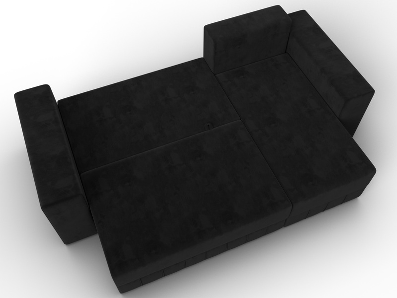 Диван угловой Лига-076 угол универсальный, Велюр, SEVEN 35 черный