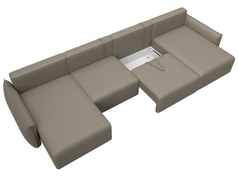 Диван П-образный Лига-051 НПБ Лонг, Экокожа, GRIFON 04 бежевый