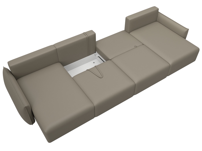 Диван П-образный Лига-051 НПБ Лонг, Экокожа, GRIFON 04 бежевый