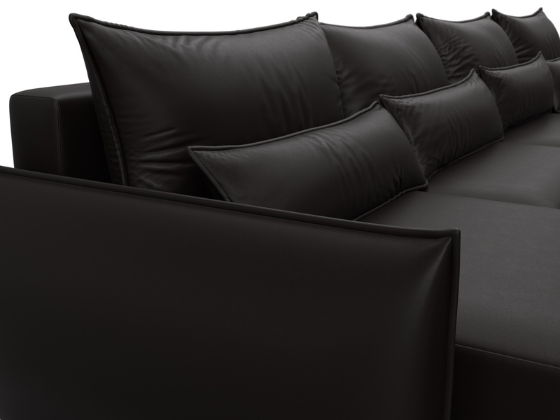 Диван П-образный Лига-051 НПБ Лонг, Экокожа, GRIFON 12 коричневый