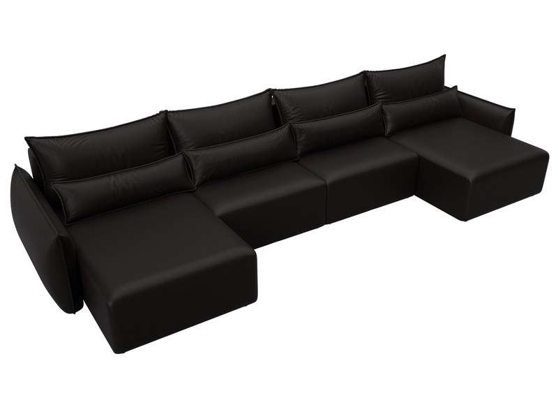 Диван П-образный Лига-051 НПБ Лонг, Экокожа, GRIFON 12 коричневый