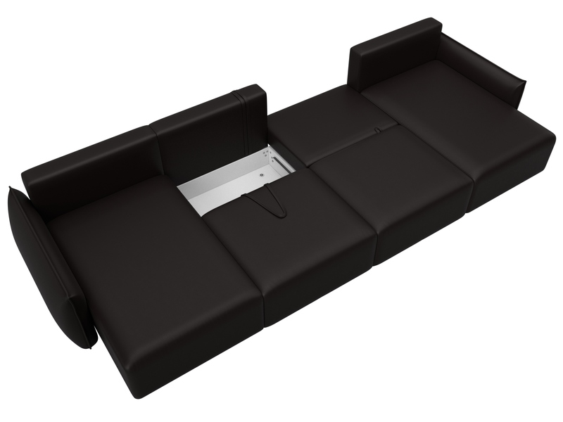 Диван П-образный Лига-051 НПБ Лонг, Экокожа, GRIFON 12 коричневый