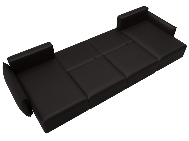 Диван П-образный Лига-051 НПБ Лонг, Экокожа, GRIFON 12 коричневый