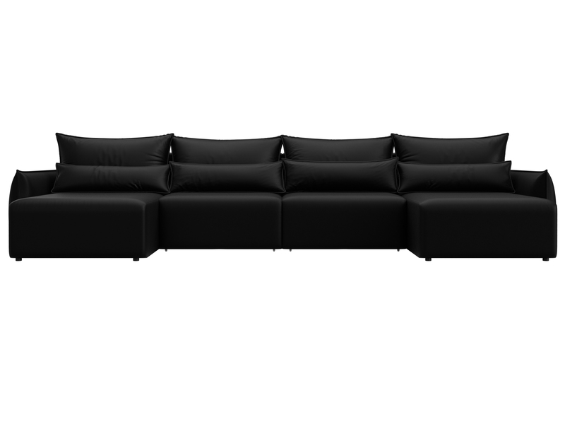 Диван П-образный Лига-051 НПБ Лонг, Экокожа, GRIFON 18 черный