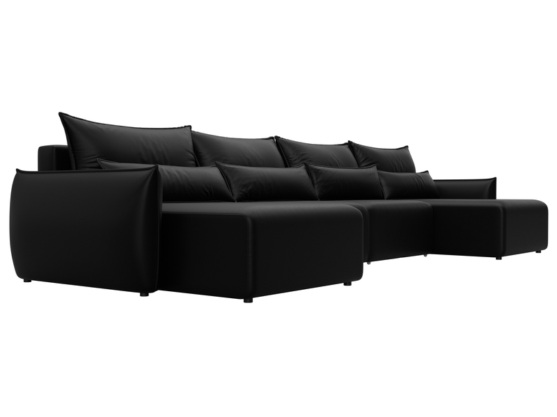 Диван П-образный Лига-051 НПБ Лонг, Экокожа, GRIFON 18 черный