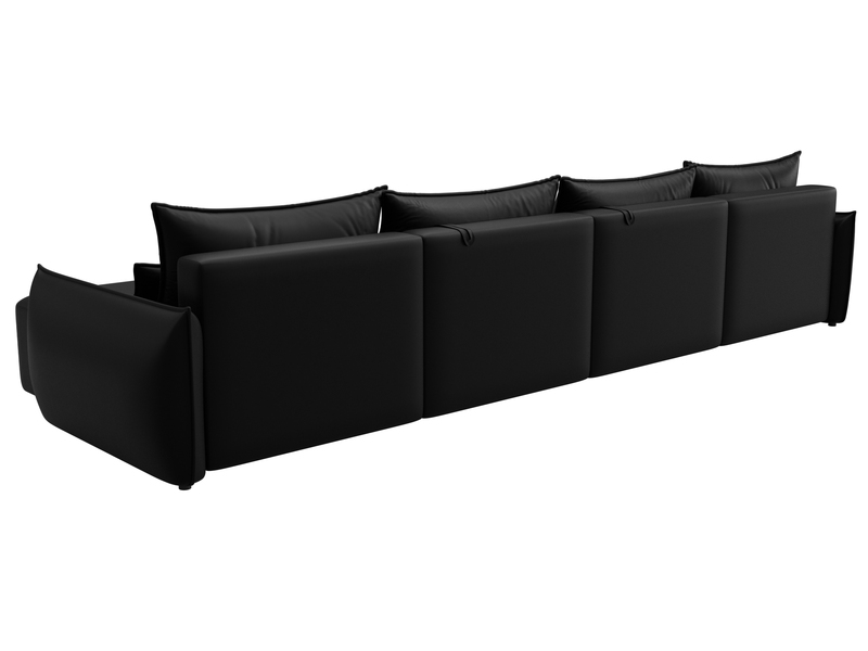 Диван П-образный Лига-051 НПБ Лонг, Экокожа, GRIFON 18 черный