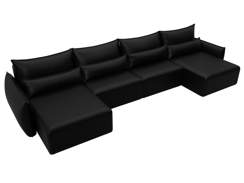 Диван П-образный Лига-051 НПБ Лонг, Экокожа, GRIFON 18 черный