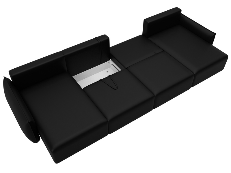 Диван П-образный Лига-051 НПБ Лонг, Экокожа, GRIFON 18 черный