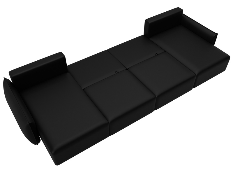 Диван П-образный Лига-051 НПБ Лонг, Экокожа, GRIFON 18 черный