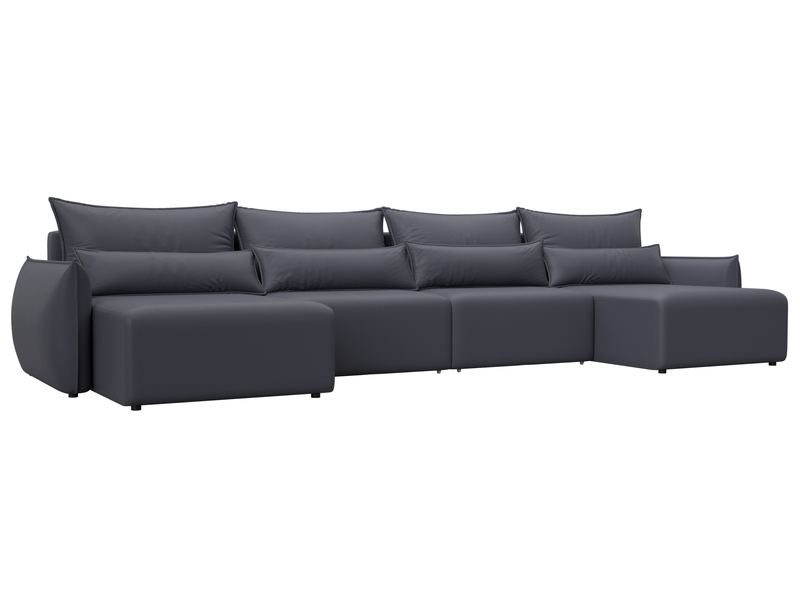 Диван П-образный Лига-051 НПБ Лонг, Экокожа, GRIFON 15 серый