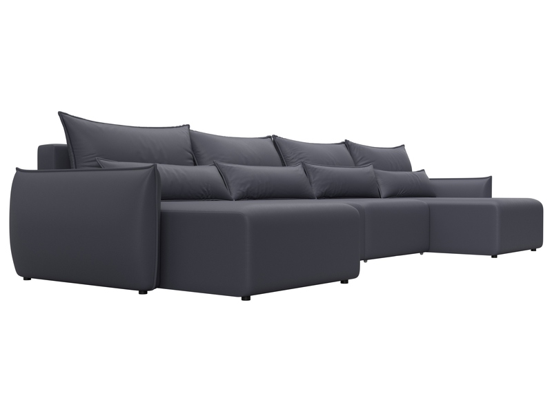 Диван П-образный Лига-051 НПБ Лонг, Экокожа, GRIFON 15 серый