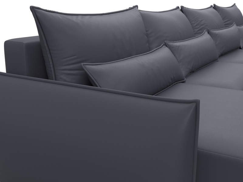 Диван П-образный Лига-051 НПБ Лонг, Экокожа, GRIFON 15 серый