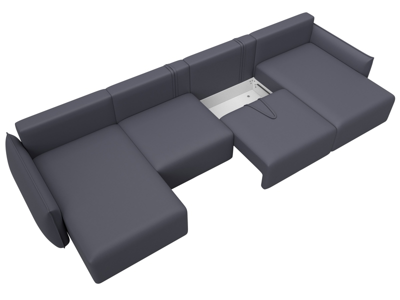 Диван П-образный Лига-051 НПБ Лонг, Экокожа, GRIFON 15 серый