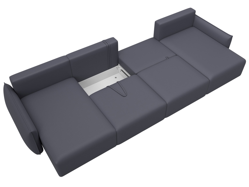 Диван П-образный Лига-051 НПБ Лонг, Экокожа, GRIFON 15 серый