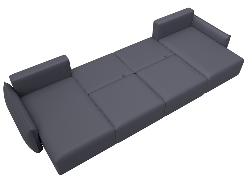 Диван П-образный Лига-051 НПБ Лонг, Экокожа, GRIFON 15 серый