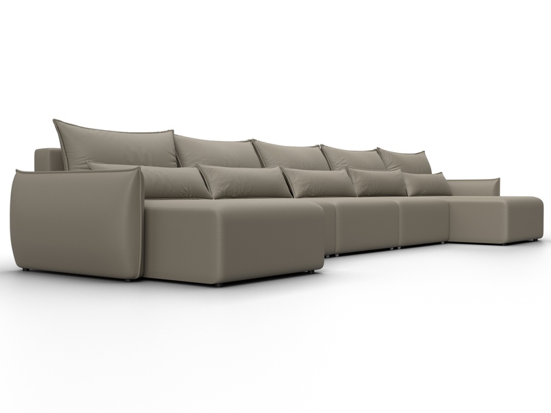 Диван П-образный Лига-051 НПБ МегаЛонг, Экокожа, GRIFON 04 бежевый