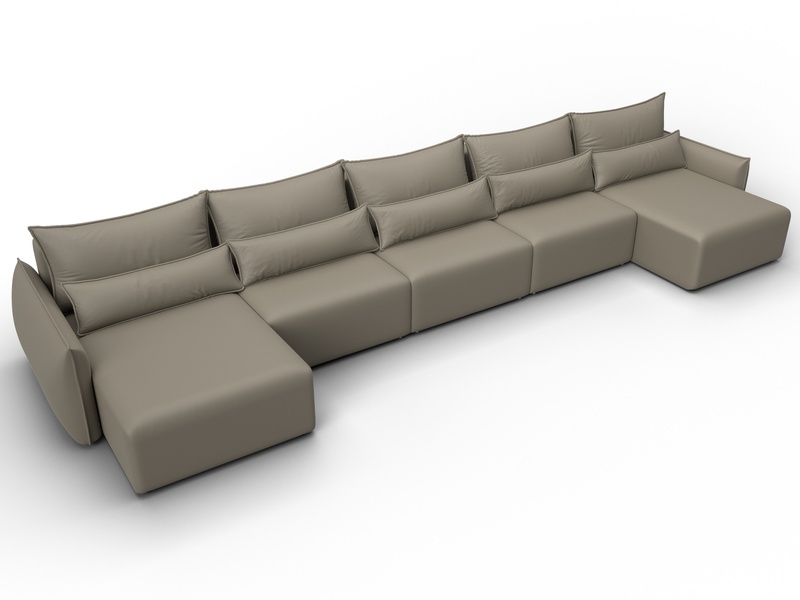 Диван П-образный Лига-051 НПБ МегаЛонг, Экокожа, GRIFON 04 бежевый