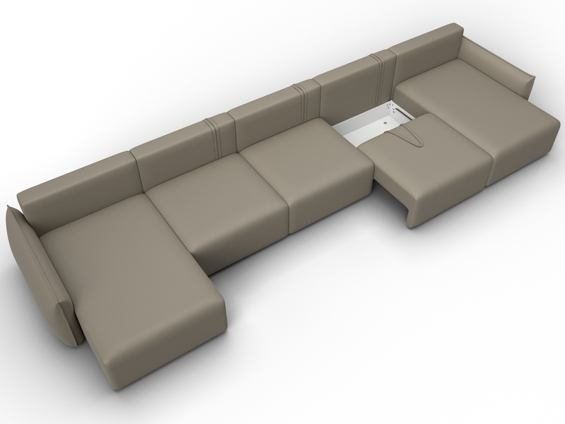 Диван П-образный Лига-051 НПБ МегаЛонг, Экокожа, GRIFON 04 бежевый