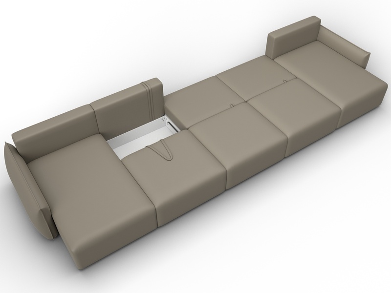 Диван П-образный Лига-051 НПБ МегаЛонг, Экокожа, GRIFON 04 бежевый