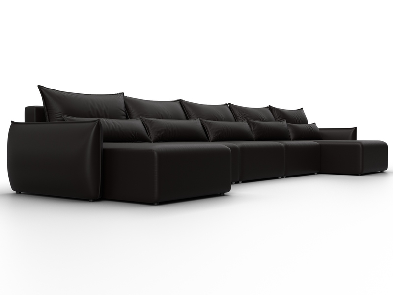 Диван П-образный Лига-051 НПБ МегаЛонг, Экокожа, GRIFON 12 коричневый