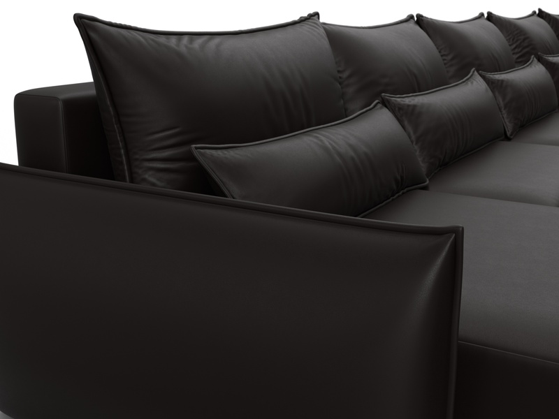 Диван П-образный Лига-051 НПБ МегаЛонг, Экокожа, GRIFON 12 коричневый