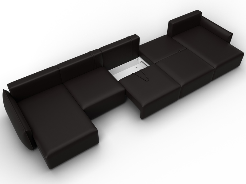 Диван П-образный Лига-051 НПБ МегаЛонг, Экокожа, GRIFON 12 коричневый