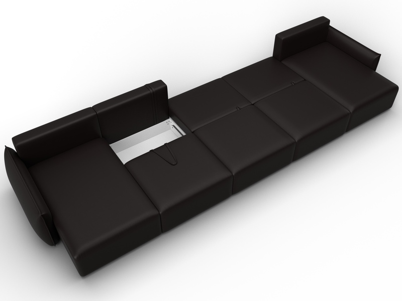 Диван П-образный Лига-051 НПБ МегаЛонг, Экокожа, GRIFON 12 коричневый