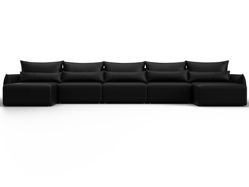 Диван П-образный Лига-051 НПБ МегаЛонг, Экокожа, GRIFON 18 черный