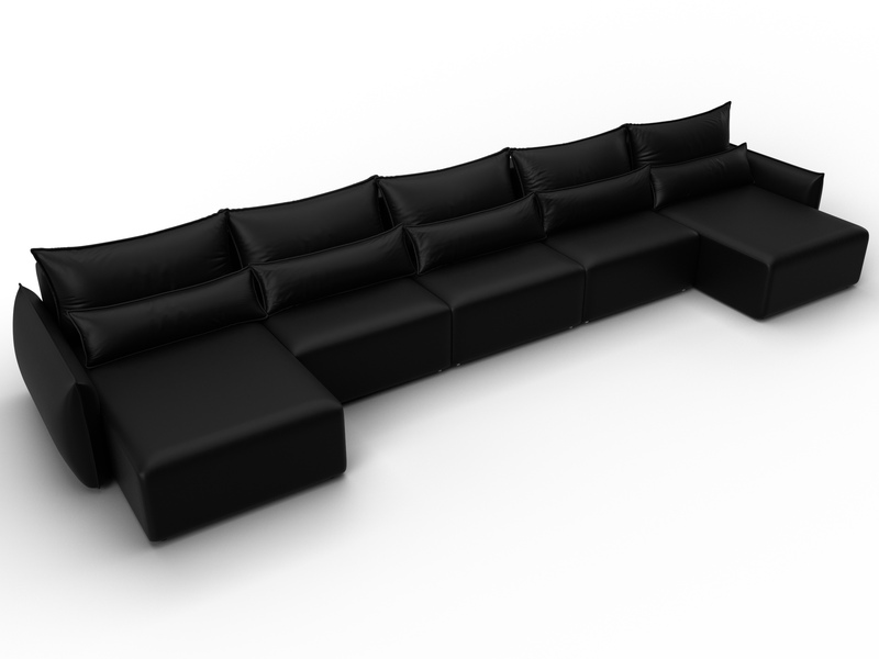 Диван П-образный Лига-051 НПБ МегаЛонг, Экокожа, GRIFON 18 черный