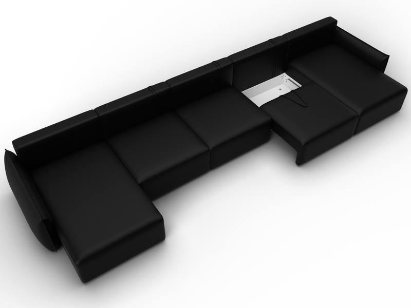 Диван П-образный Лига-051 НПБ МегаЛонг, Экокожа, GRIFON 18 черный