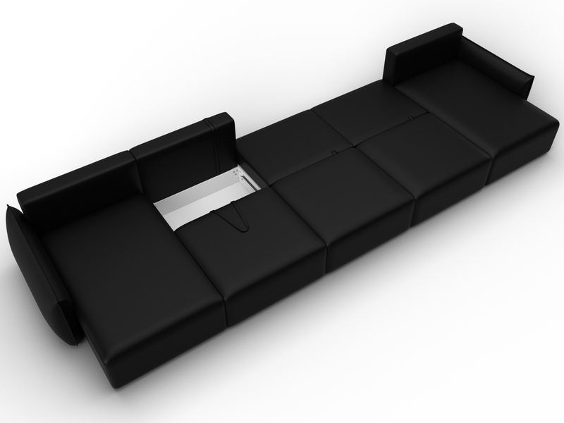 Диван П-образный Лига-051 НПБ МегаЛонг, Экокожа, GRIFON 18 черный